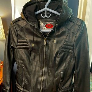 Hooded Women’s Leather Jacket